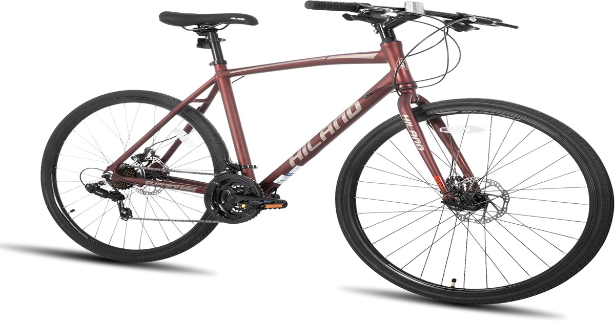 HH HILAND 700C Hybrid Bike with Flat Bar and 21-Speed Gear System